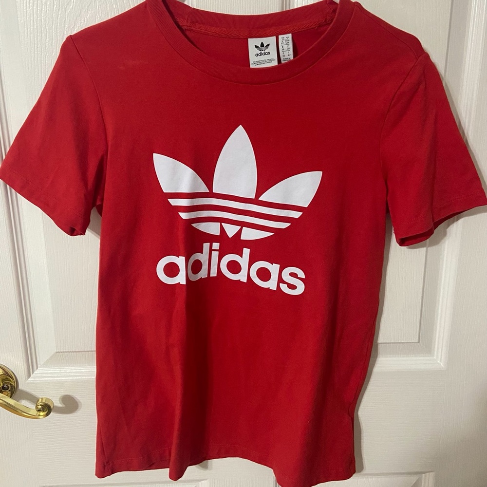 Red adidas logo shirt